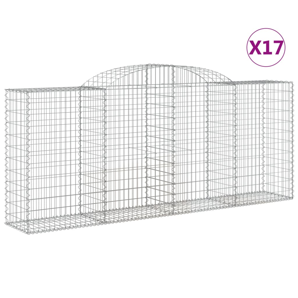 Arched Gabion Baskets 17 pcs 118.1"x19.7"x47.2"/55.1" Galvanized Iron