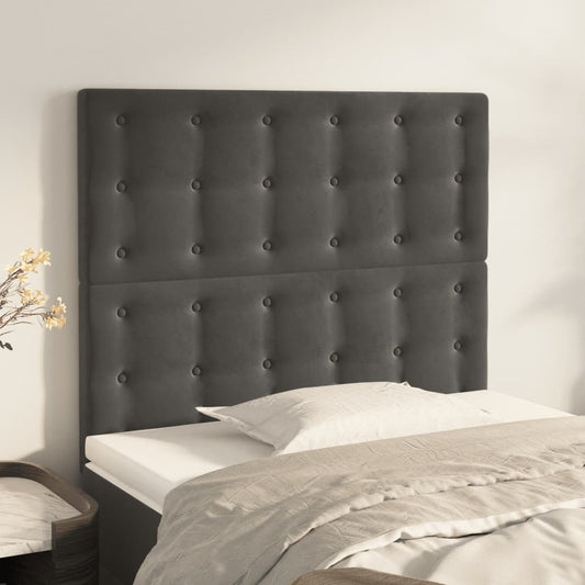 Headboards 2 pcs Dark Gray 39.4"x2"x30.7"/34.6" Velvet