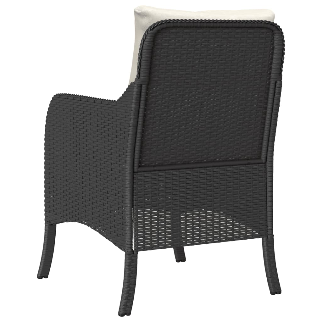 Patio Chairs with Cushions 2 pcs Black Poly Rattan