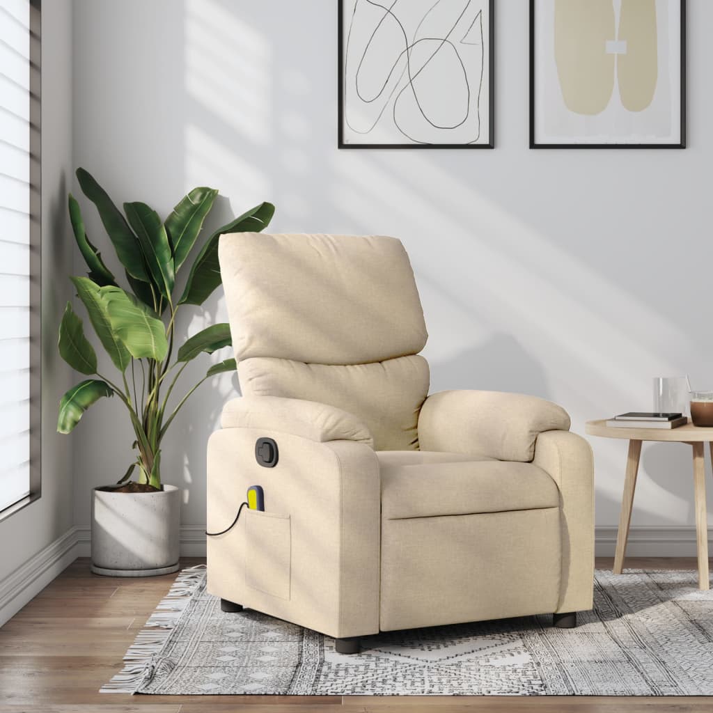 Massage Recliner Chair Dark Green Fabric