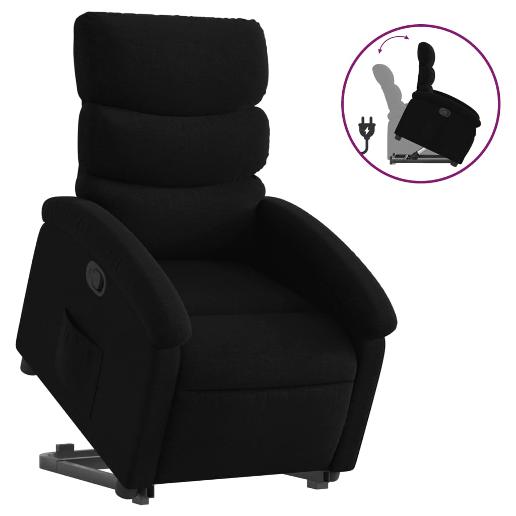 Stand up Recliner Chair Black Fabric