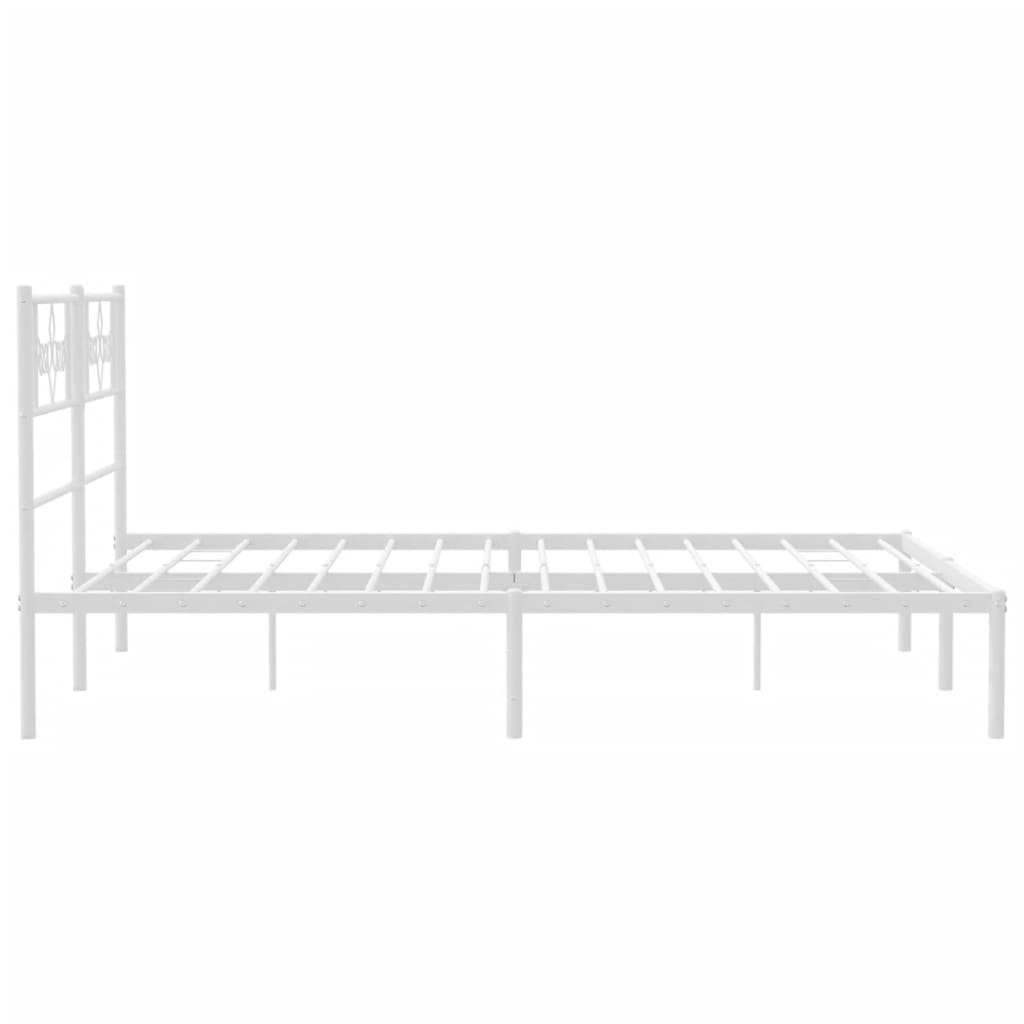 Metal Bed Frame without Mattress with Headboard White 53.1"x74.8"