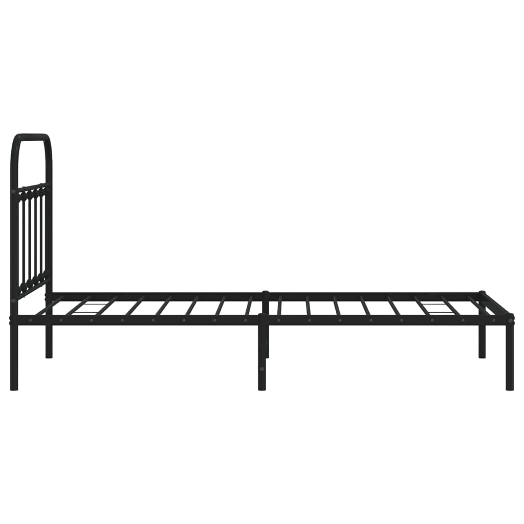 Metal Bed Frame without Mattress with Headboard Black 39.4"x74.8"