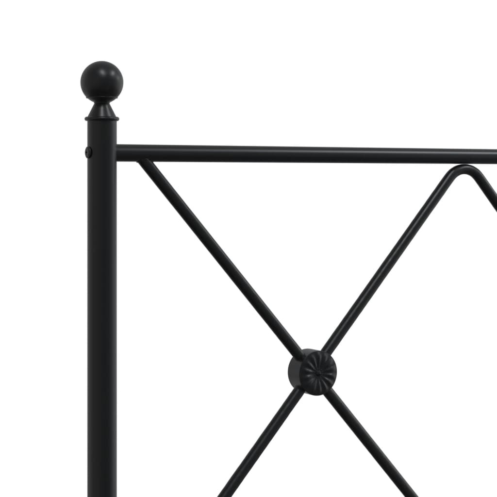 Metal Bed Frame without Mattress with Footboard Black 76"x79.9"