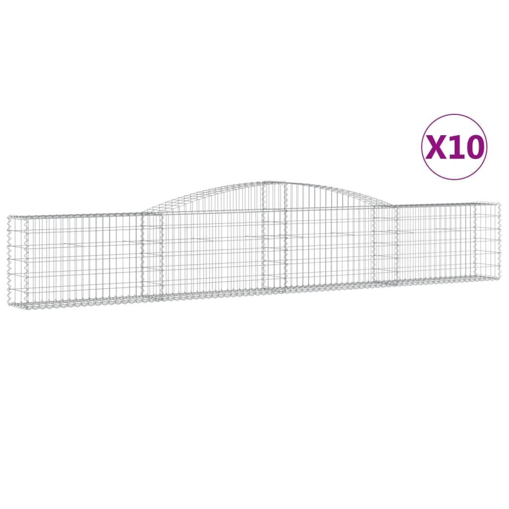 Arched Gabion Baskets 10 pcs 157.5"x11.8"x23.6"/31.5" Galvanized Iron