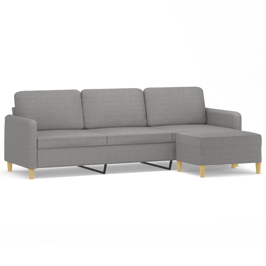 3-Seater Sofa with Footstool Light Gray 82.7" Fabric