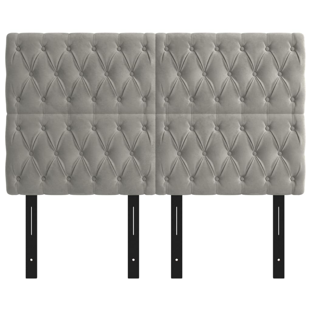 Headboards 4 pcs Light Gray 28.3"x2.8"x30.7"/34.6" Velvet