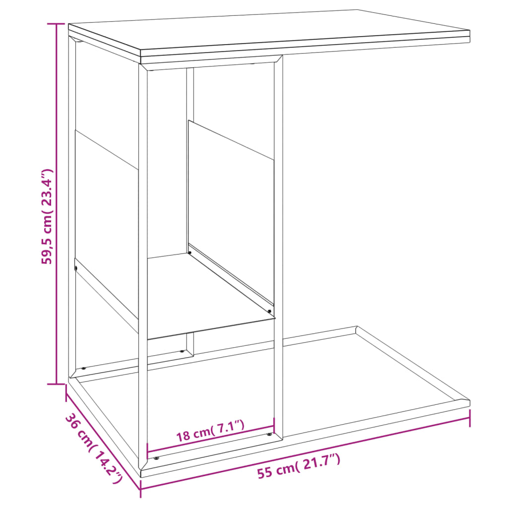 Side Table White 21.7"x14.2"x23.4" Engineered Wood