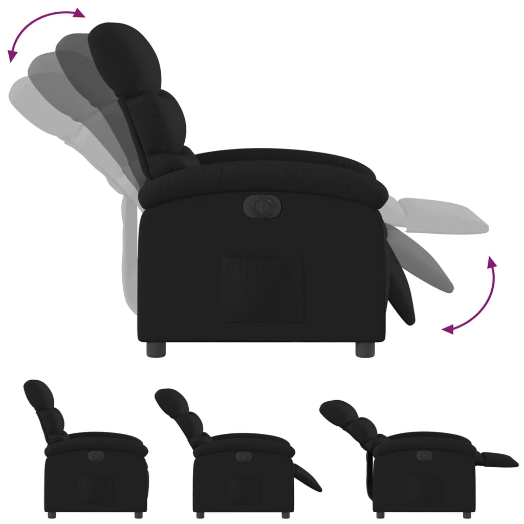 Electric Recliner Chair Black Fabric