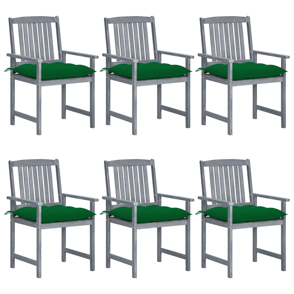 Patio Chairs with Cushions 6 pcs Solid Acacia Wood Gray