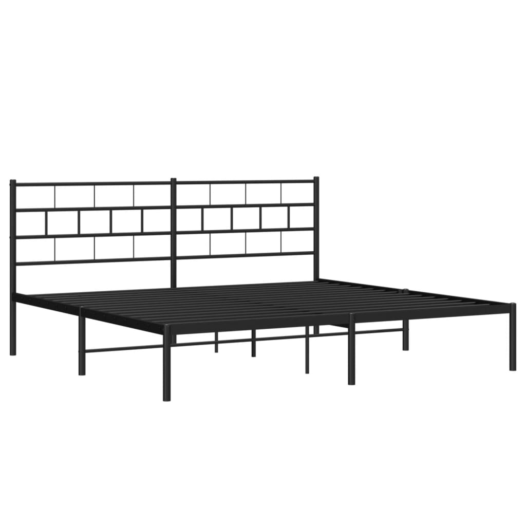 Metal Bed Frame without Mattress with Headboard Black 76"x79.9"