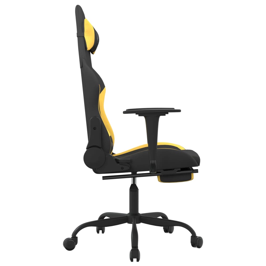 Gaming Chair with Footrest Black and Yellow Fabric