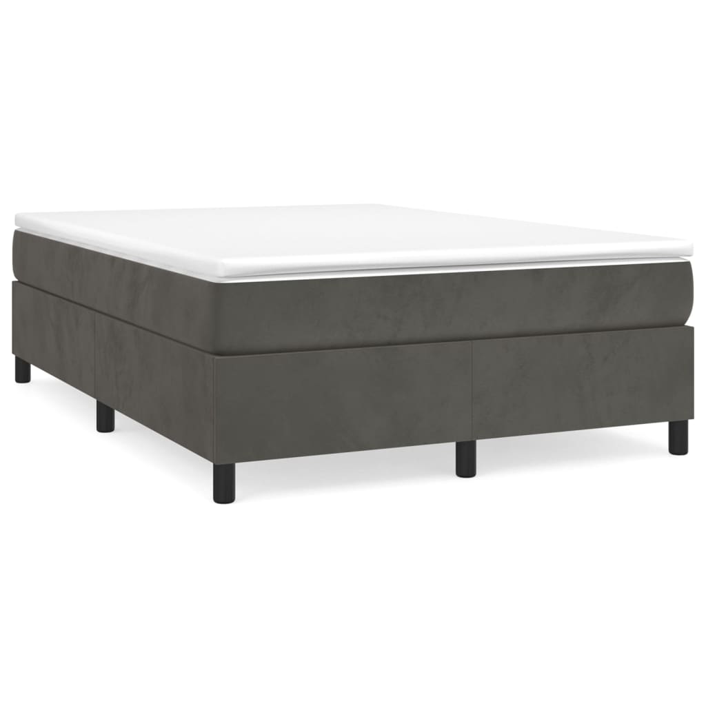 Box Spring Bed with Mattress Dark Gray 59.8"x79.9" Queen Velvet