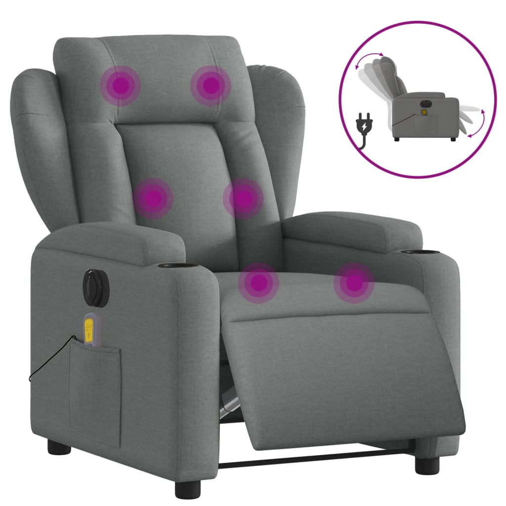 Electric Massage Recliner Chair Dark Gray Fabric