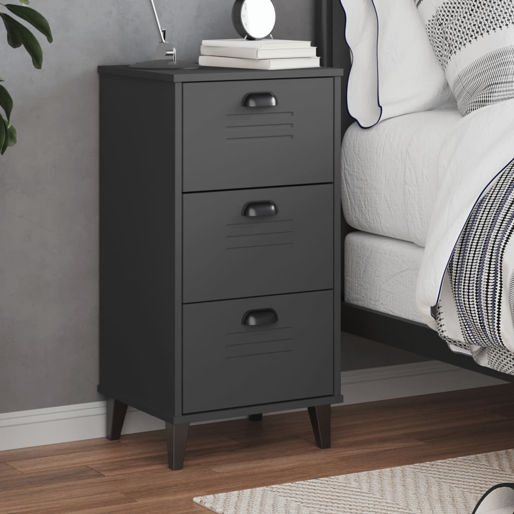 Bedside Cabinet VIKEN Anthracite Gray Engineered Wood