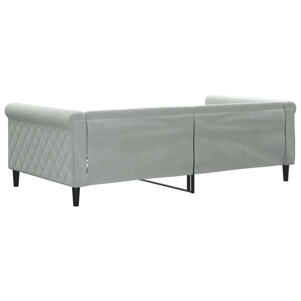 Day Bed without Mattress Light Gray 39.4"x74.8" Velvet