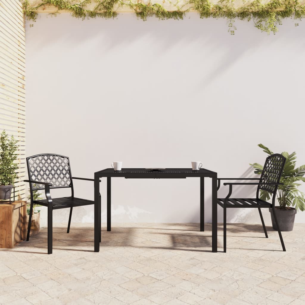 3 Piece Patio Dining Set Anthracite Steel