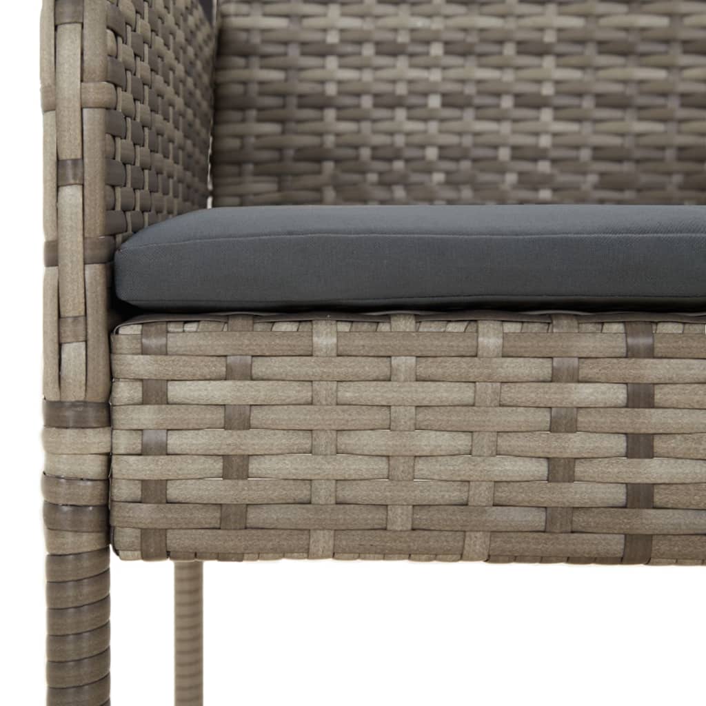 Patio Chairs with Cushions 2 pcs Poly Rattan Gray