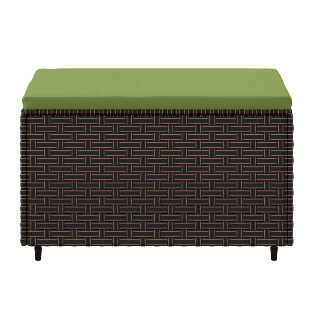 Patio Footrest with Cushion Brown Poly Rattan