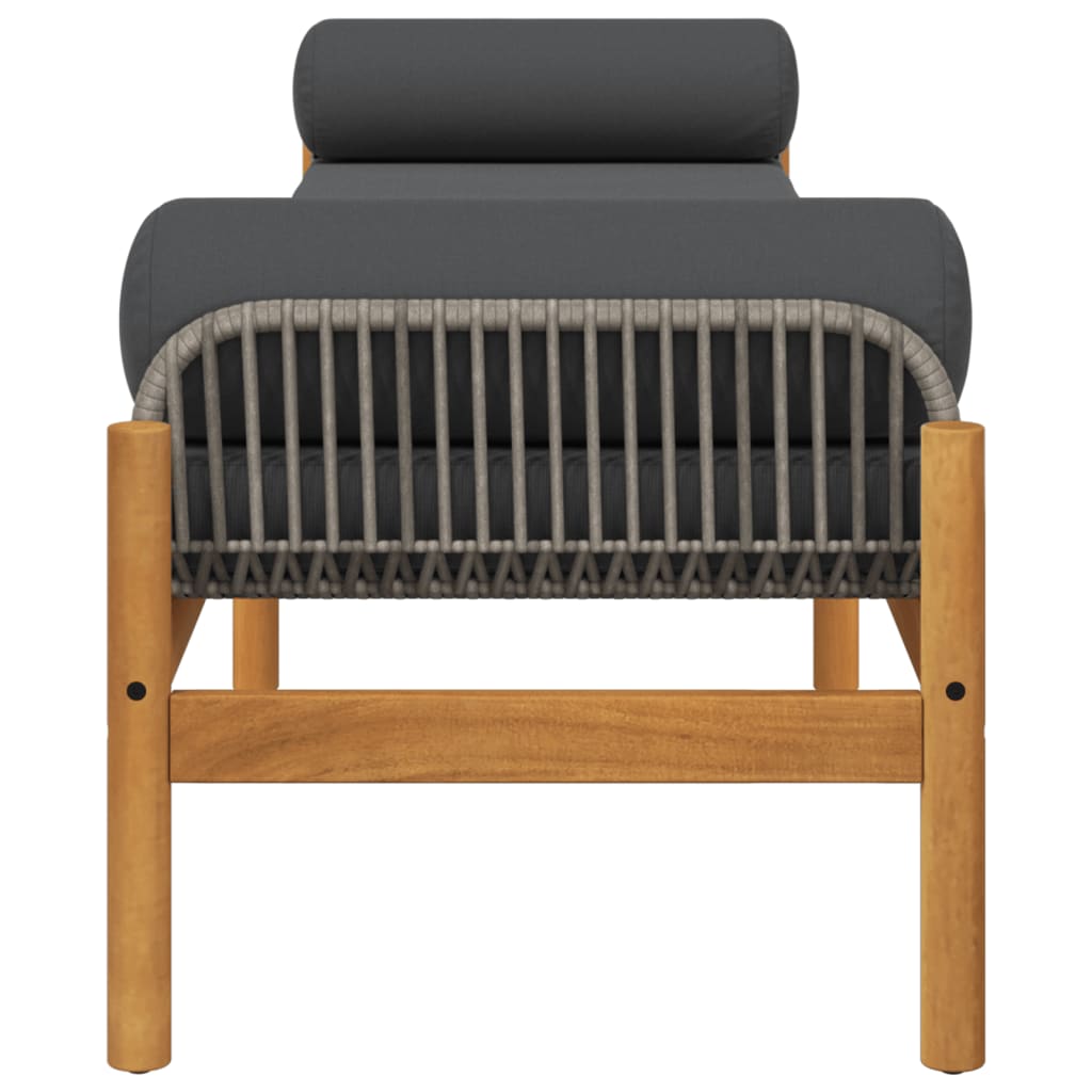 Patio Bench with Cushion Gray Poly Rattan Acacia