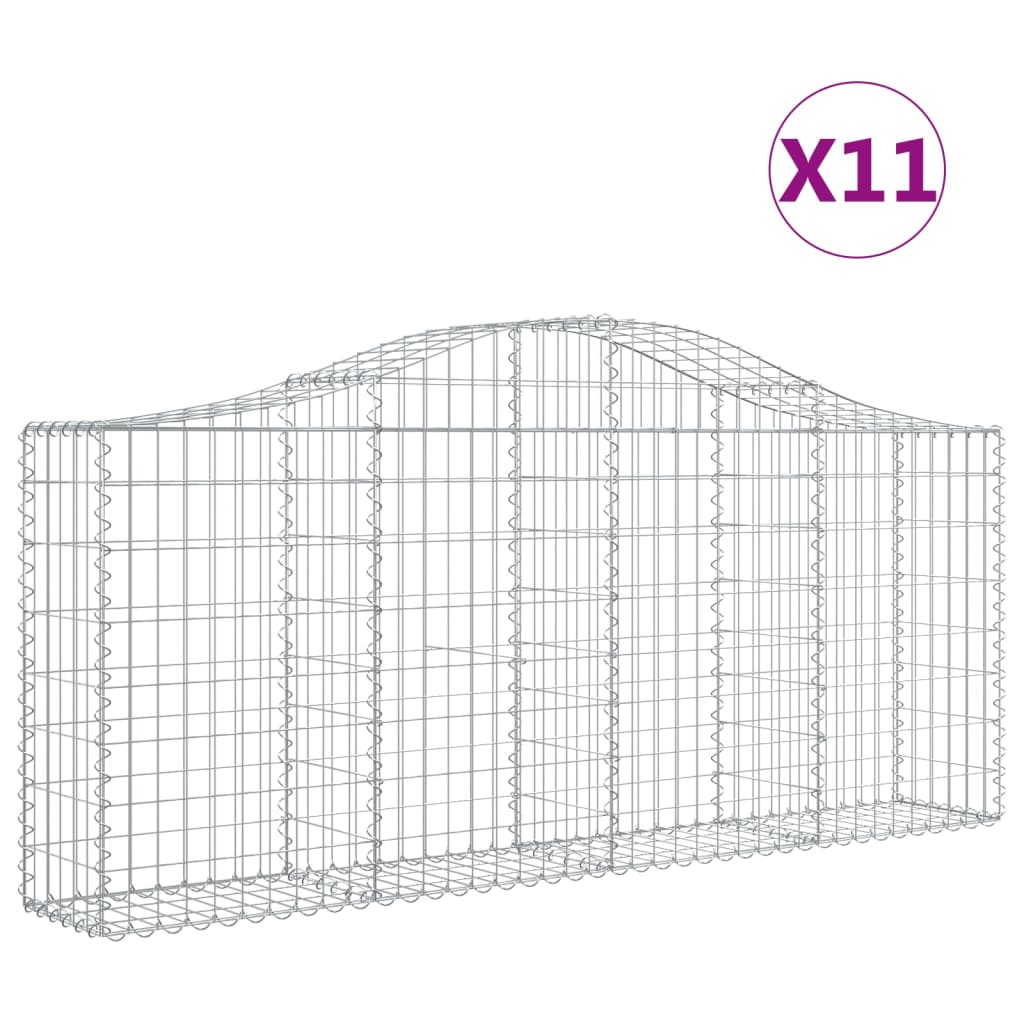 Arched Gabion Baskets 11 pcs 78.7"x11.8"x31.5"/39.4" Galvanized Iron