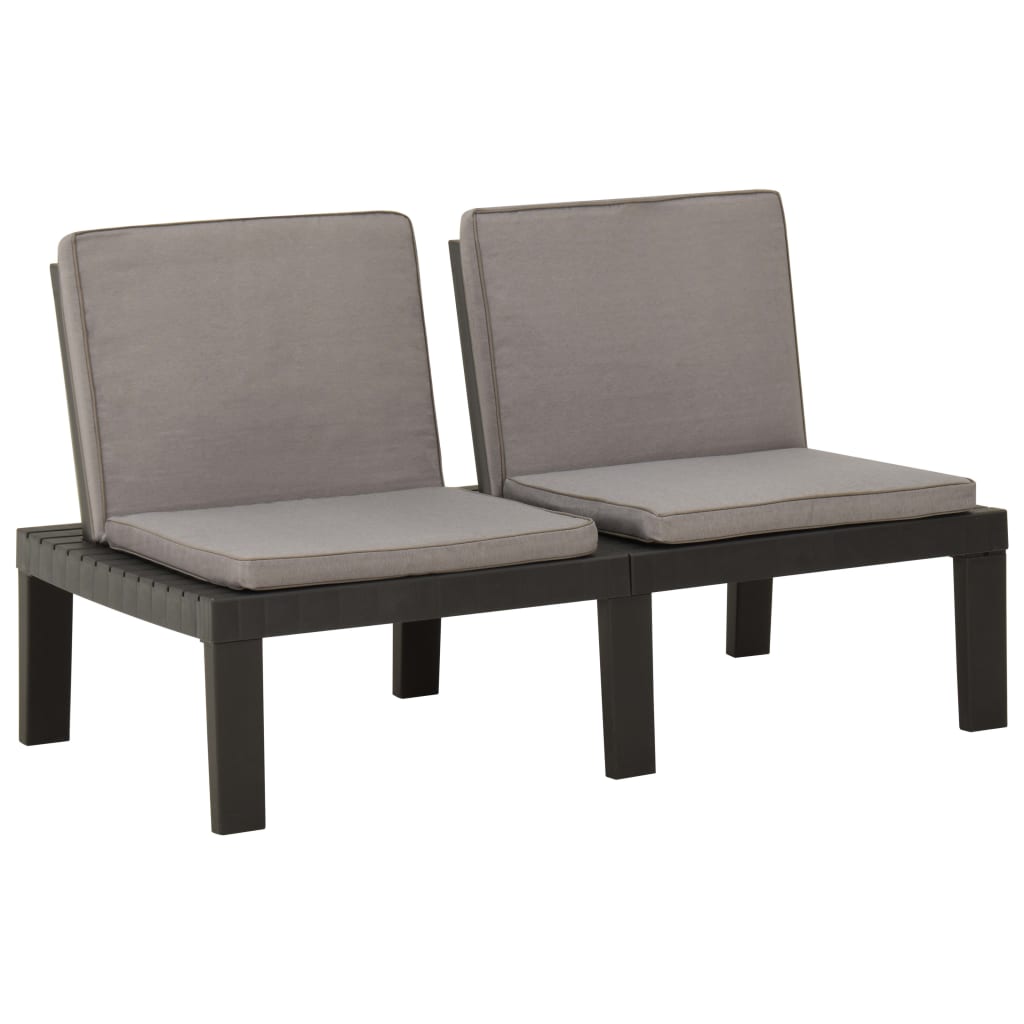 6 Piece Patio Lounge Set with Cushions Plastic Gray