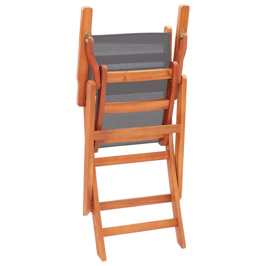 Folding Patio Chairs 2 pcs Solid Eucalyptus Wood&Textilene