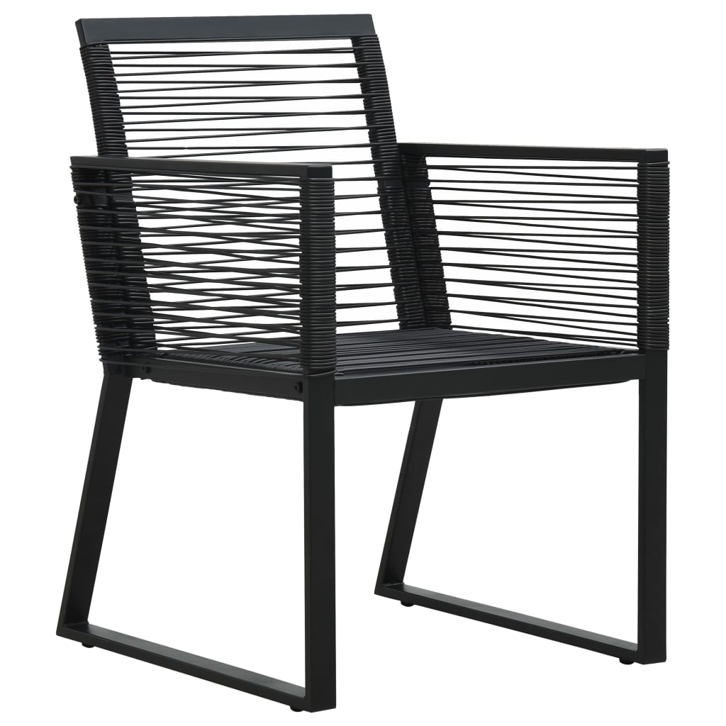 3 Piece Patio Dining Set PVC Rattan Black