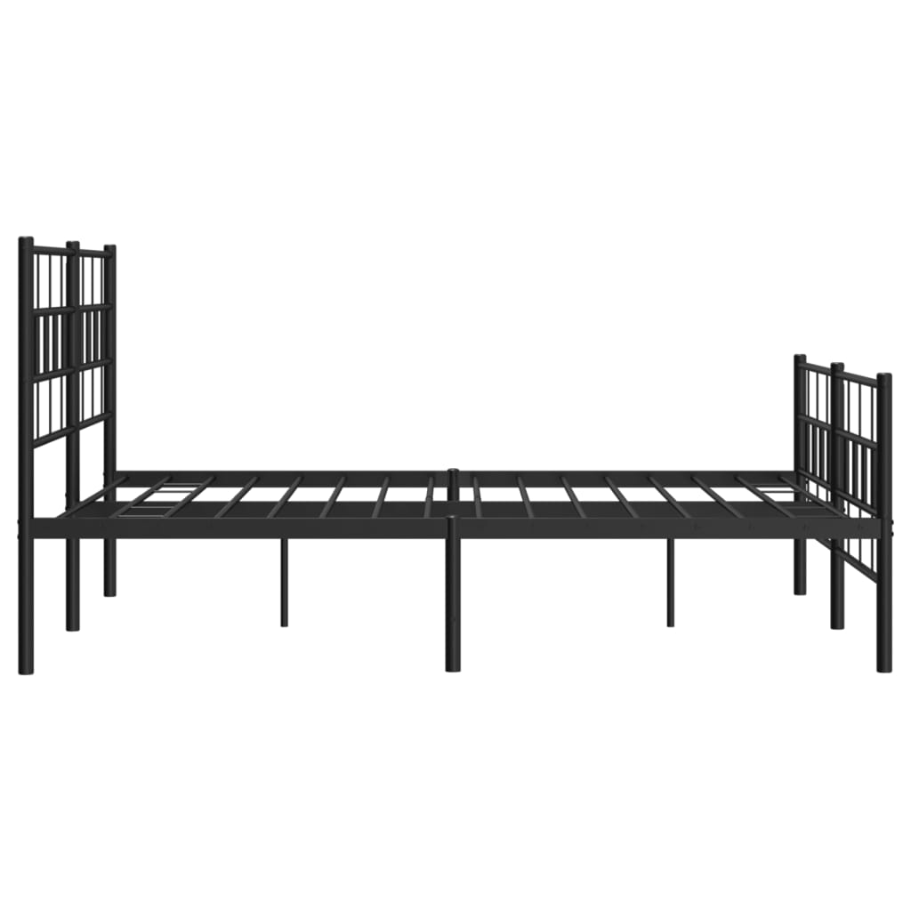 Metal Bed Frame without Mattress with Footboard Black 59.1"x78.7"