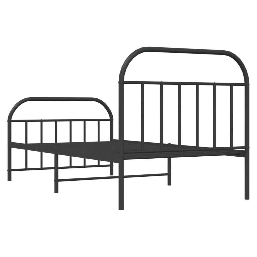 Metal Bed Frame without Mattress with Footboard Black 39.4"x74.8"