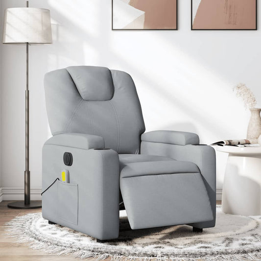 Electric Massage Recliner Chair Light Gray Fabric