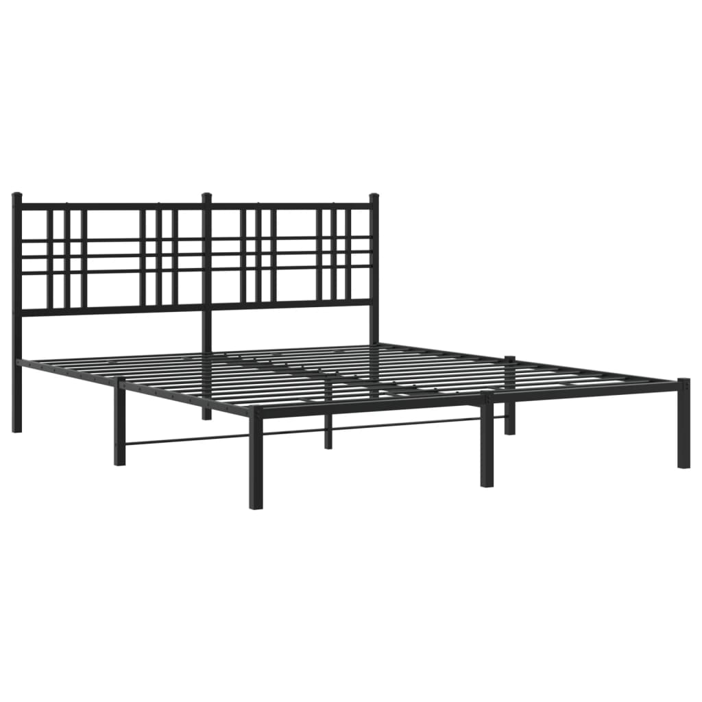 Metal Bed Frame without Mattress with Headboard Black 59.1"x78.7"