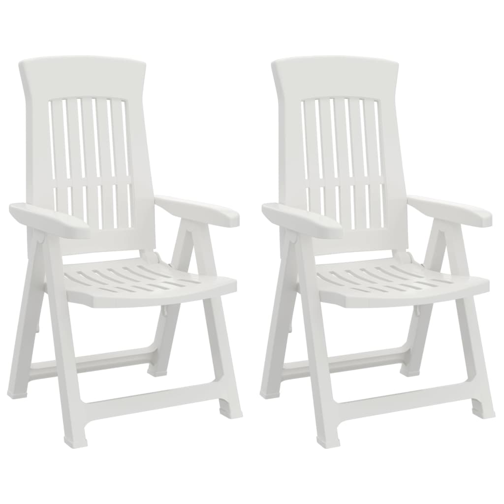 Patio Reclining Chairs 2 pcs White PP