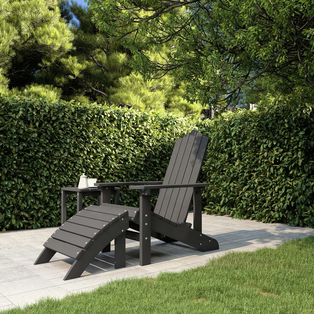 Patio Adirondack Chair with Footstool HDPE Anthracite