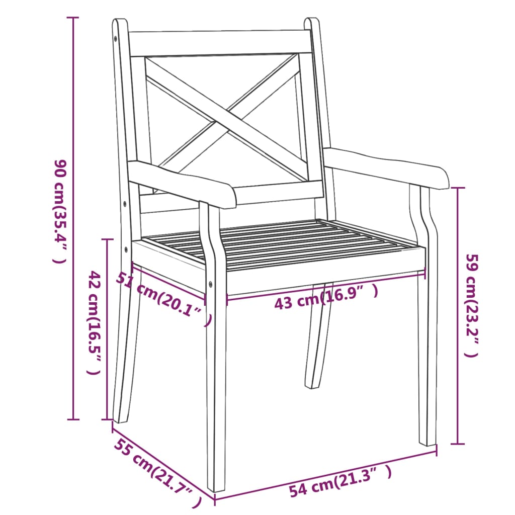 Patio Dining Chairs 6 pcs Solid Wood Acacia