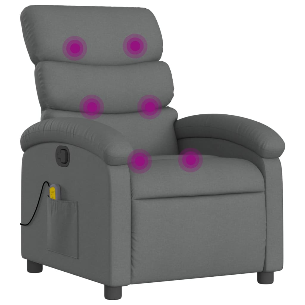 Massage Recliner Chair Dark Gray Fabric