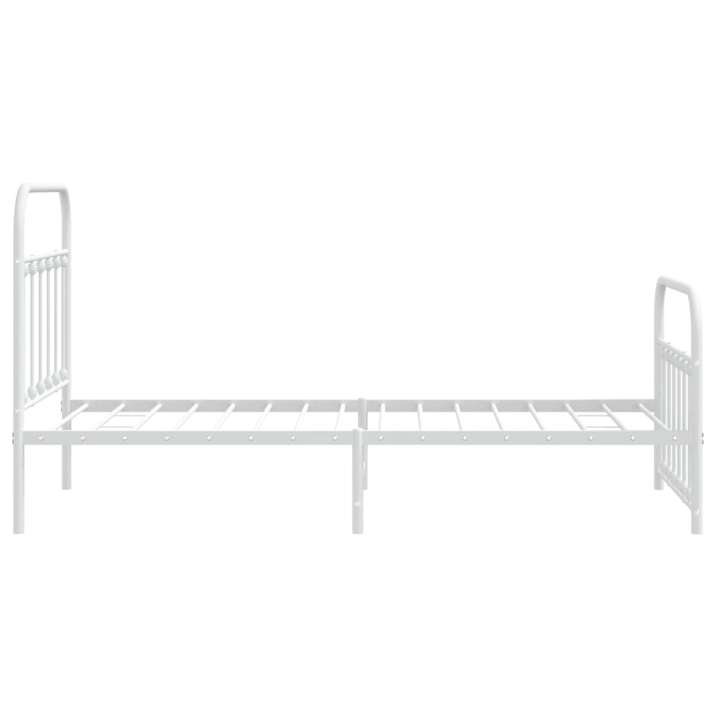 Metal Bed Frame without Mattress with Footboard White 39.4"x74.8"