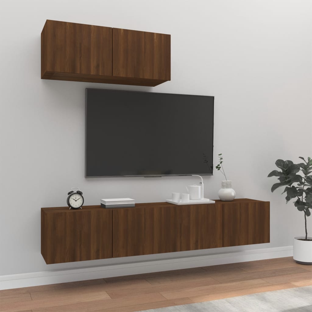 3 Piece TV Stand Set White Engineered Wood