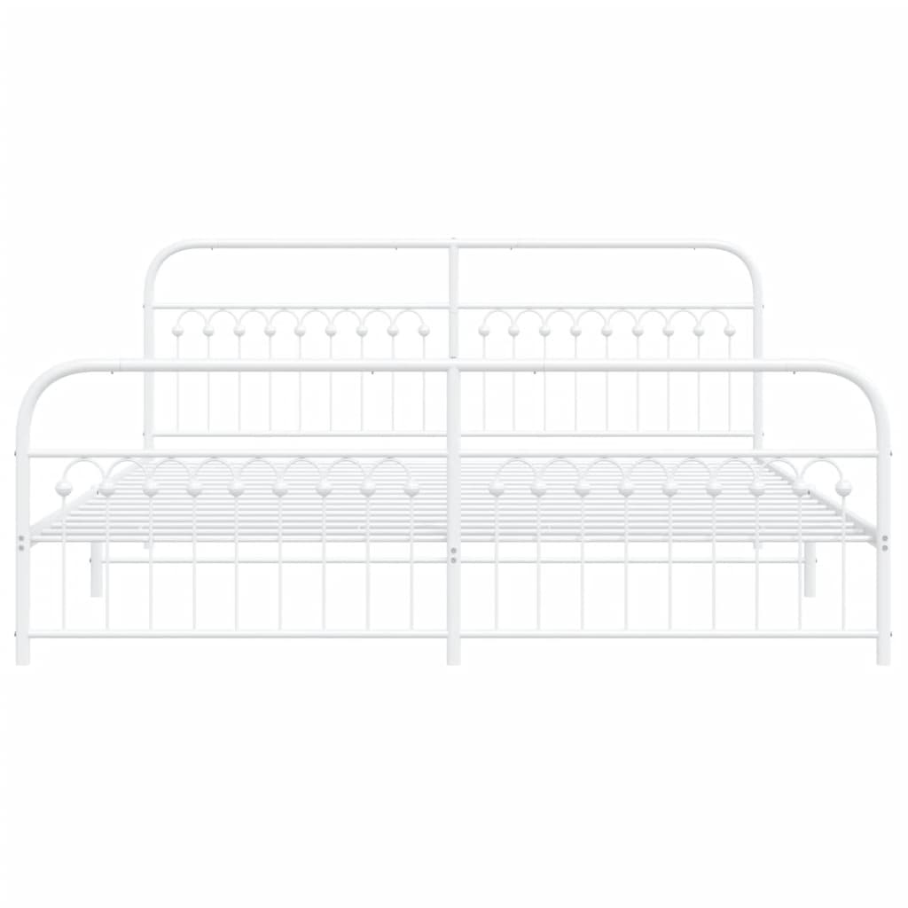 Metal Bed Frame without Mattress with Footboard White 76"x79.9"