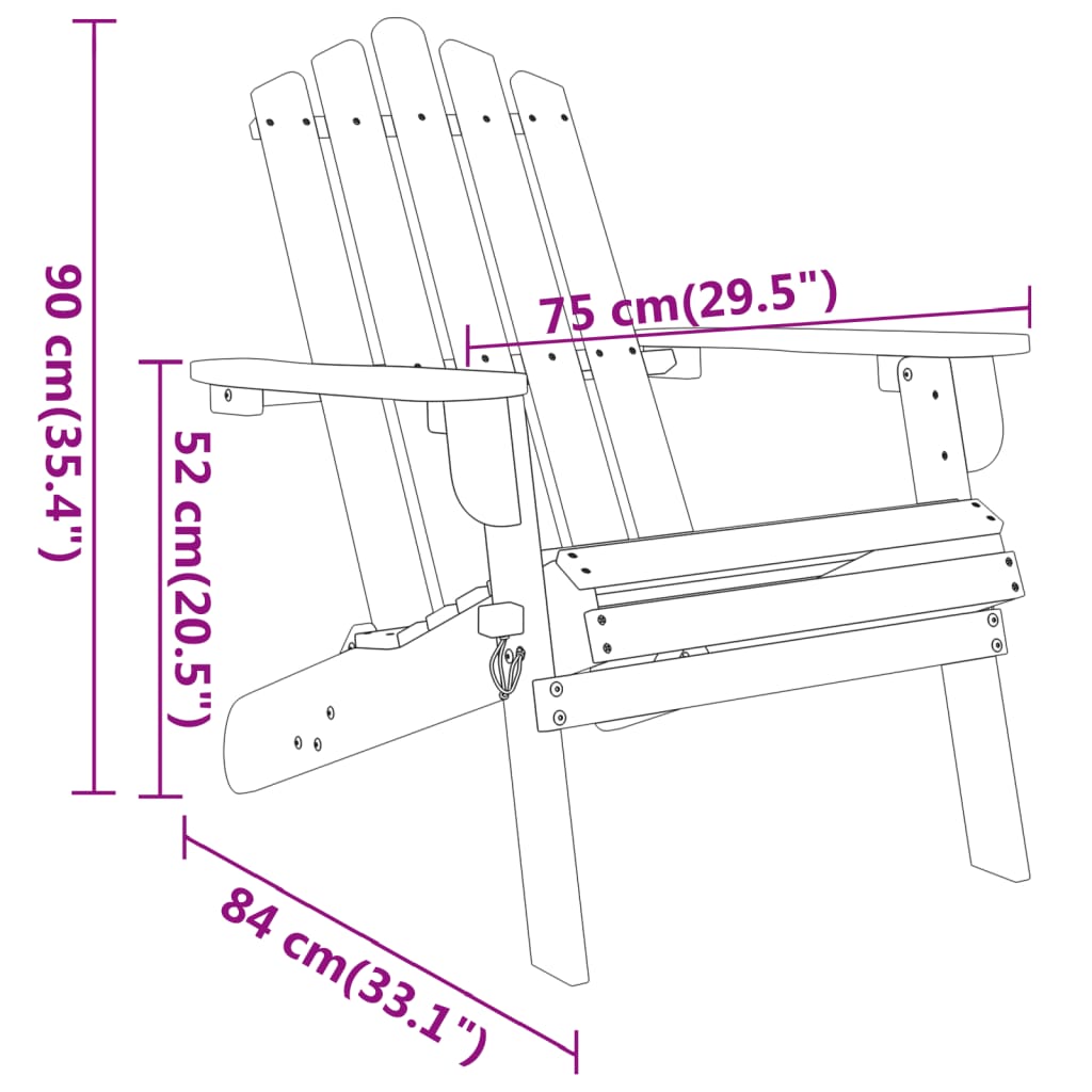 4 Piece Adirondack Patio Lounge Set Solid Wood Acacia