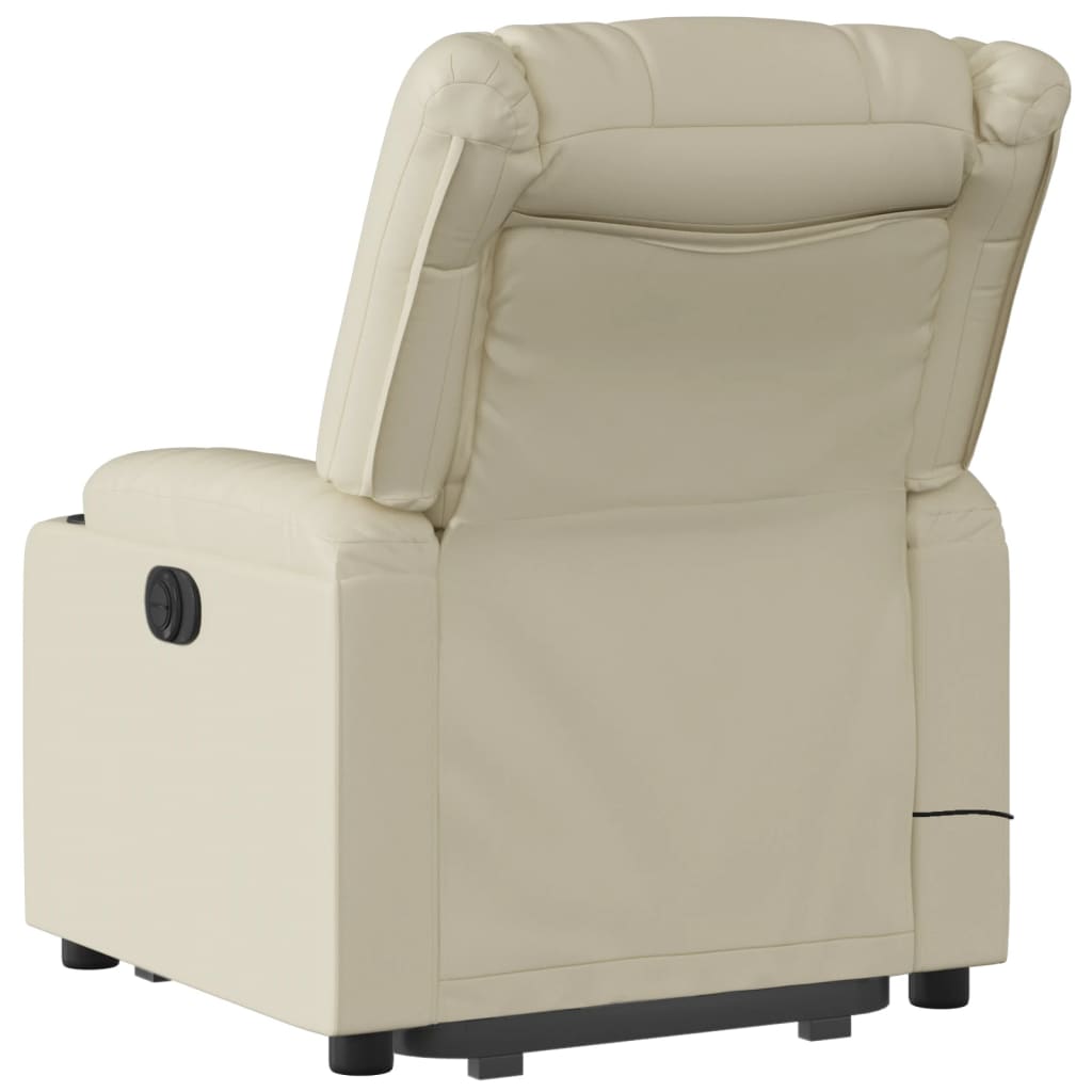 Stand up Massage Recliner Chair Cream Faux Leather