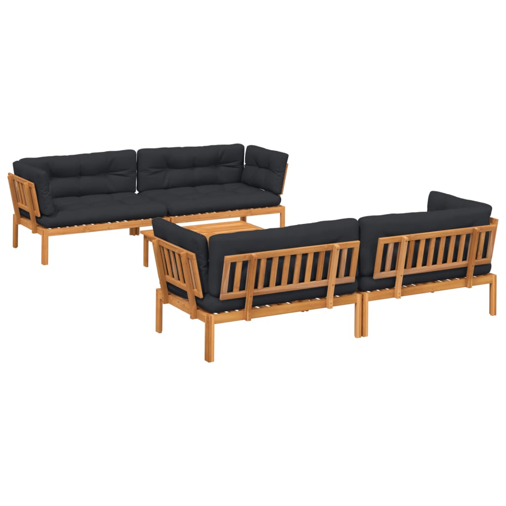 5 Piece Patio Pallet Sofa Set with Cushions Solid Wood Acacia