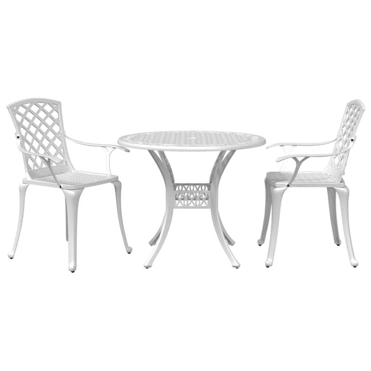 3 Piece Bistro Set White Cast Aluminum