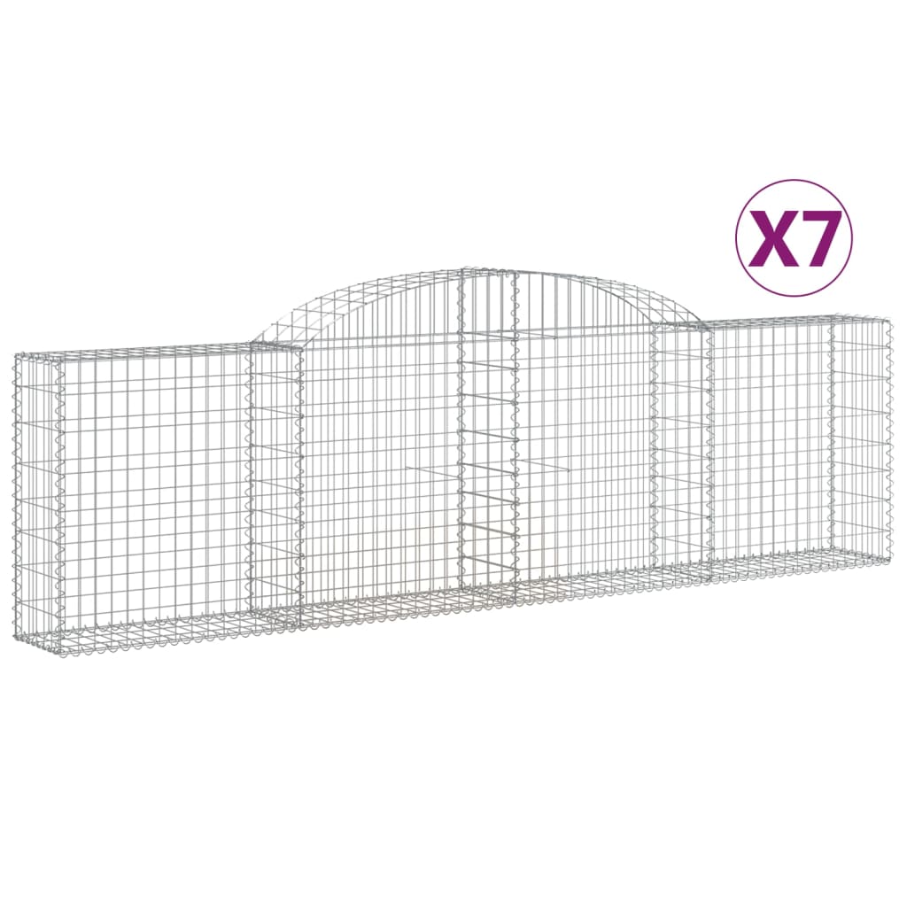 Arched Gabion Baskets 7 pcs 118.1"x11.8"x31.5"/39.4" Galvanized Iron