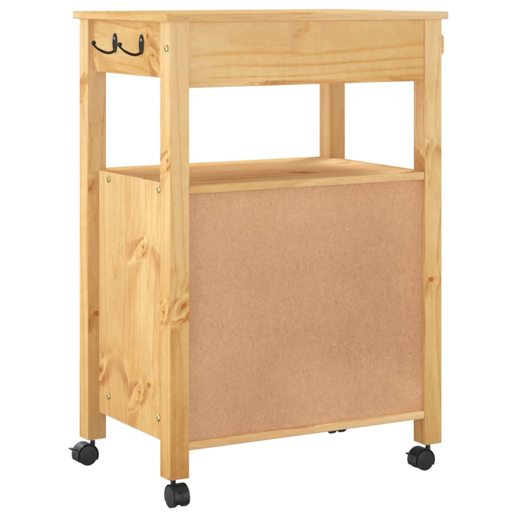 Kitchen Trolley MONZA 23.6"x15.7"x35.4" Solid Wood Pine