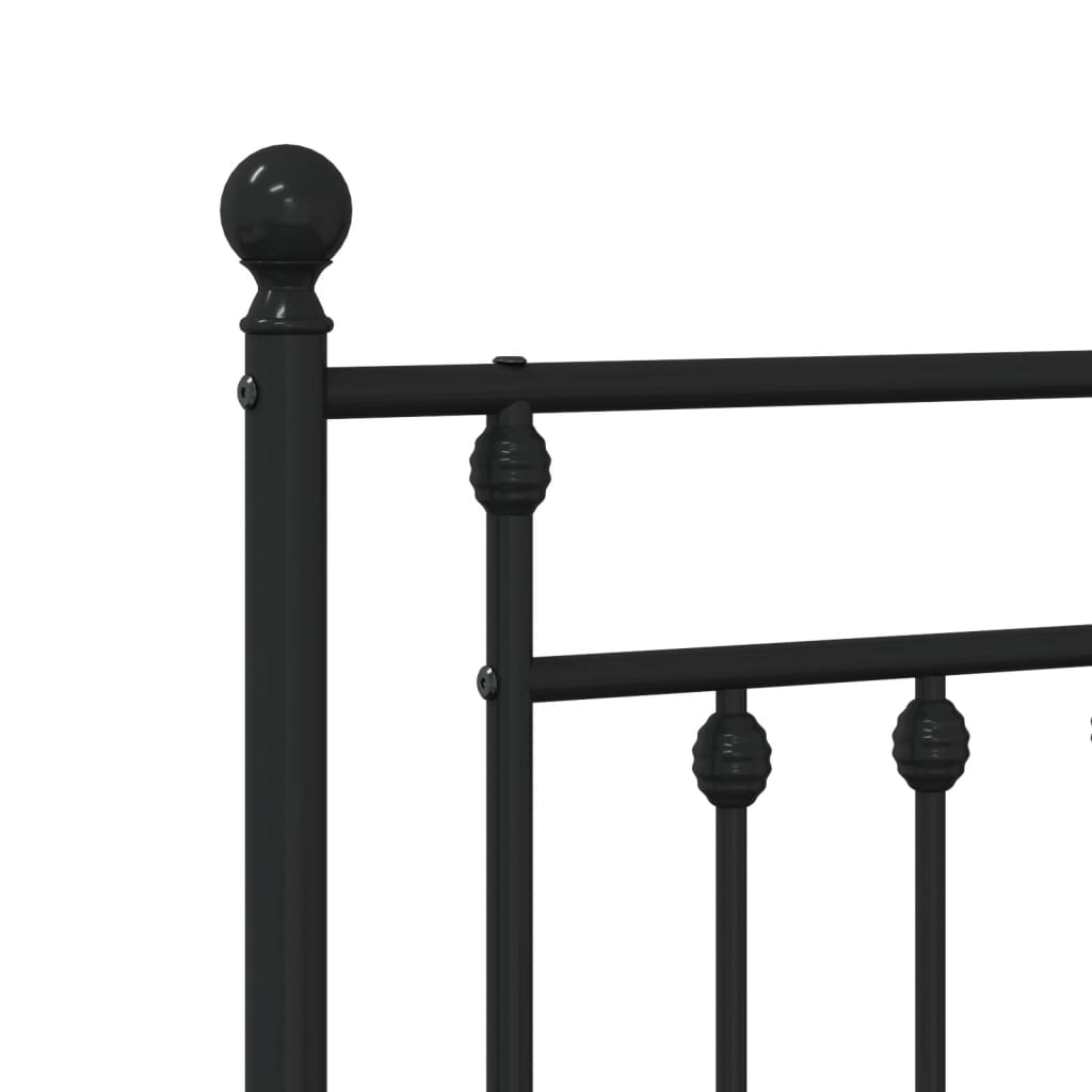 Metal Bed Frame without Mattress with Footboard Black 76"x79.9"