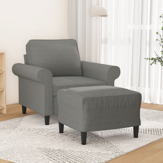 Sofa Chair with Footstool Dark Gray 23.6" Fabric