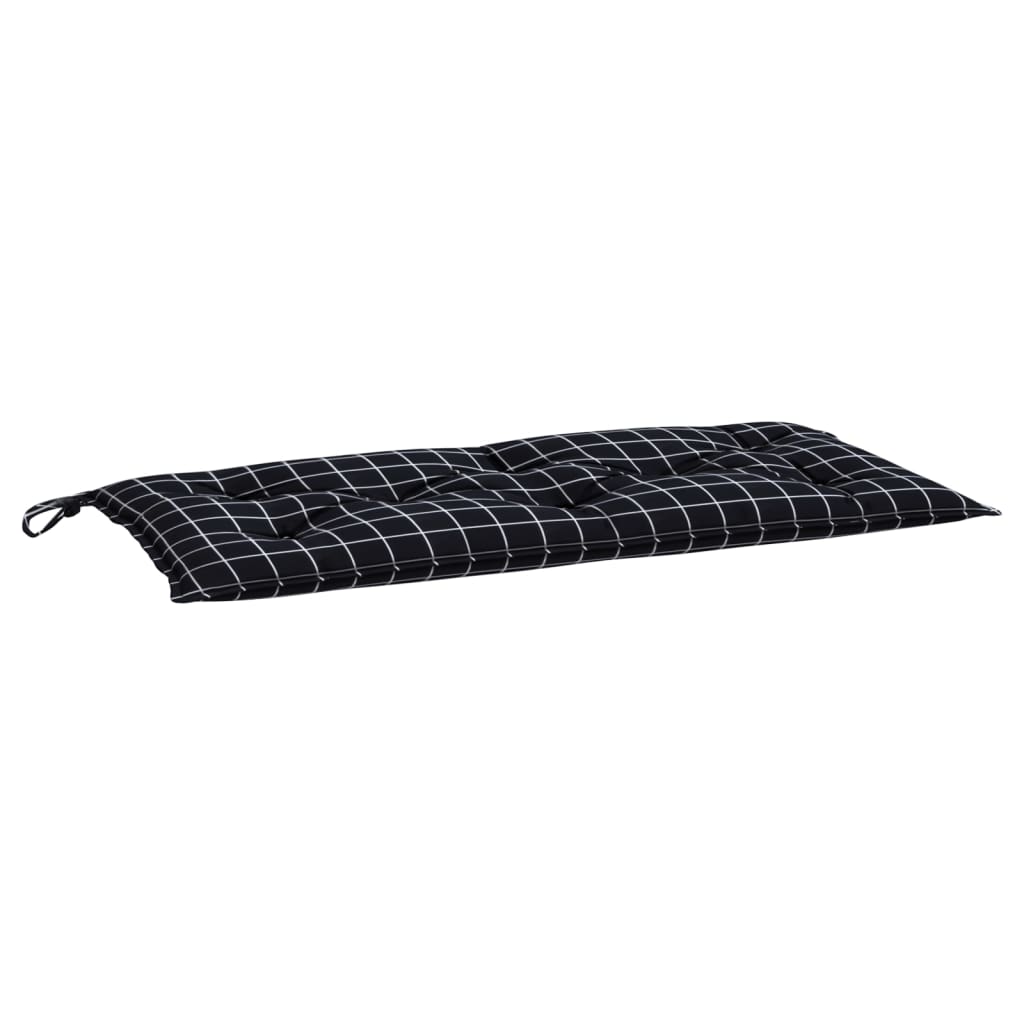 Garden Bench Cushions 2pcs Black Check Pattern 39.4"x19.7"x2.8" Fabric