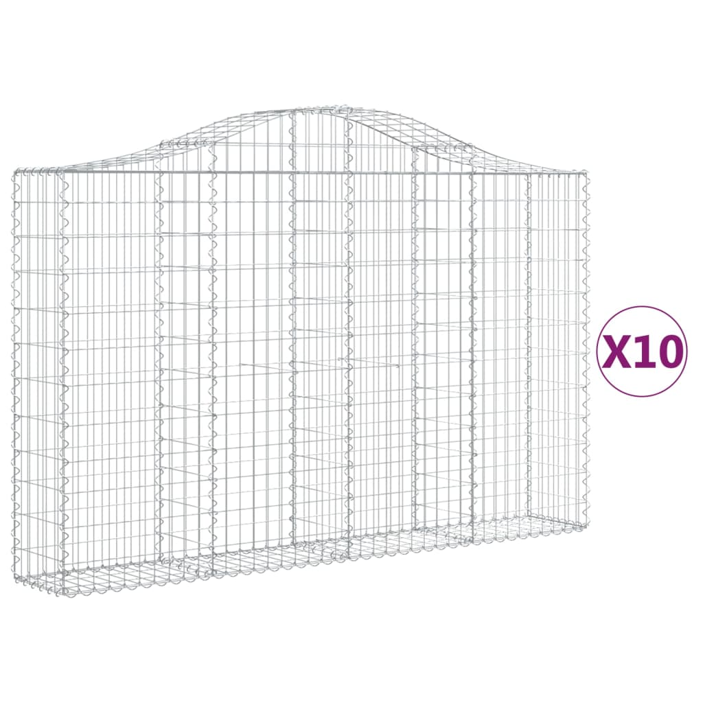 Arched Gabion Baskets 10 pcs 78.7"x11.8"x47.2"/55.1" Galvanized Iron