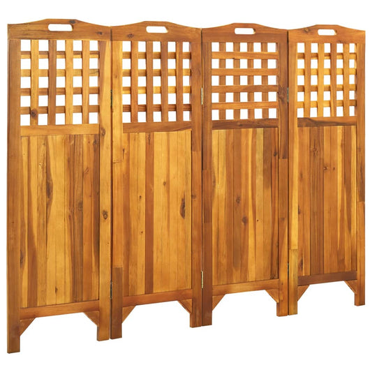 4-Panel Room Divider 63.4"x0.8"x47.2" Solid Acacia Wood